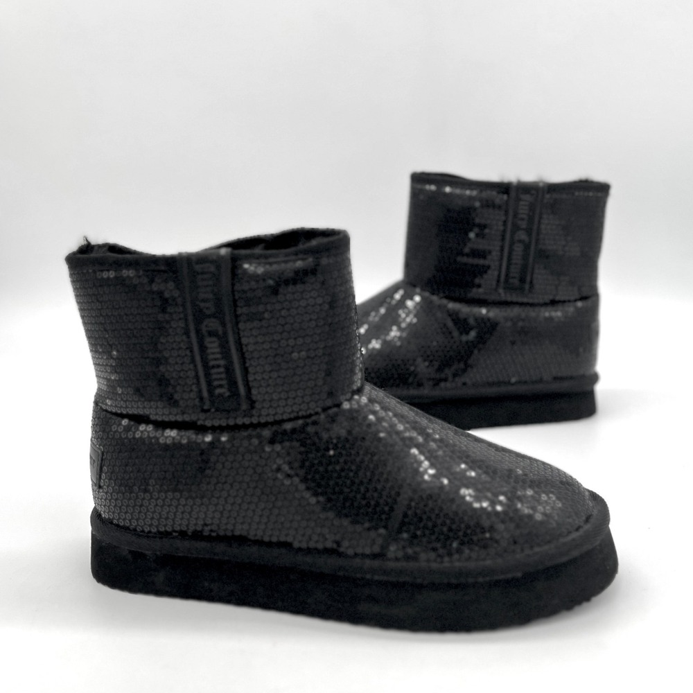 Juicy Couture Women's Oclock Black Sequin Ankle Boots Sz 6.5 NWT $60 MSRP